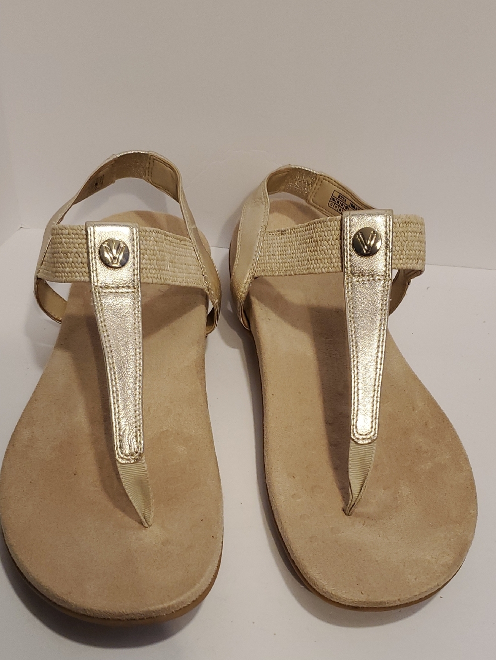 Vionic Brea Gold Metallic Leather Toe Post SlingBack Sandal Size 13 - Picture 4 of 14